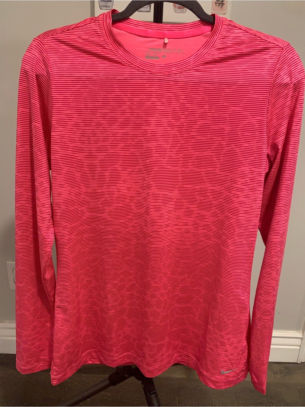 Nike Pink Striped Dri-FIT Golf Tee -GB037